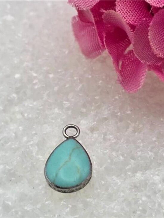 ATI Jewelry - ATI 925 Sterling Silver Turquoise Teardrop Pendant Small 15mm Natural Stone